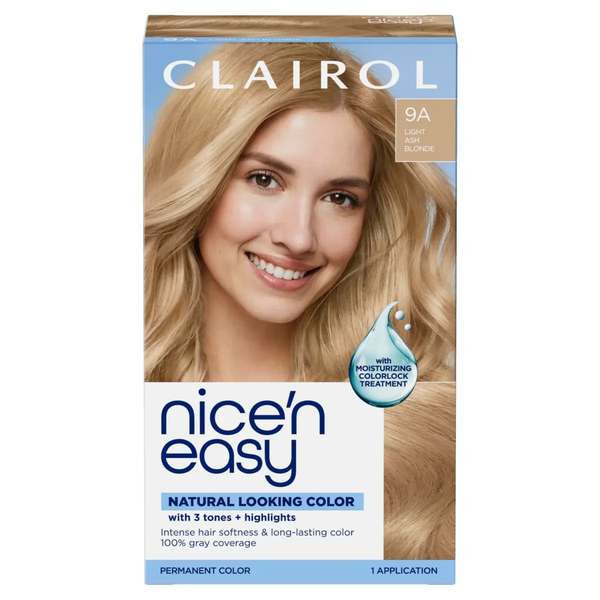 Clairol Nice'n Easy Permanent Hair Dye 9A Light Ash Blonde, Single Pack | Rich Colour & Shine - main product image