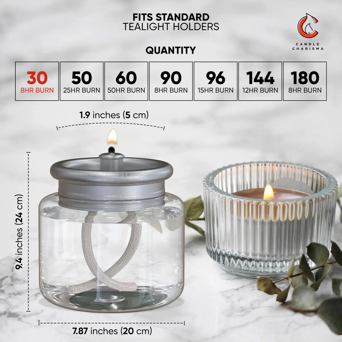 Candle Charisma Liquid Candle 60 pcs | 8 Hour Burn Time, Dripless & Smokeless, Clean Burning Fuel - view 2