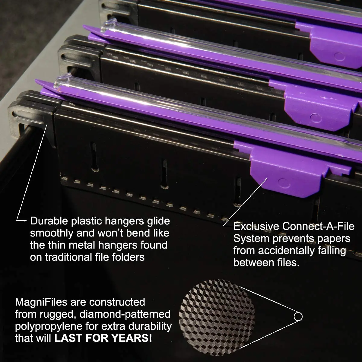 Ultimate Office MagniFile V-Bottom Hanging File Folders, Set of 5 Assorted | Polypropylene, Letter Size, 2" Expansion - view 4