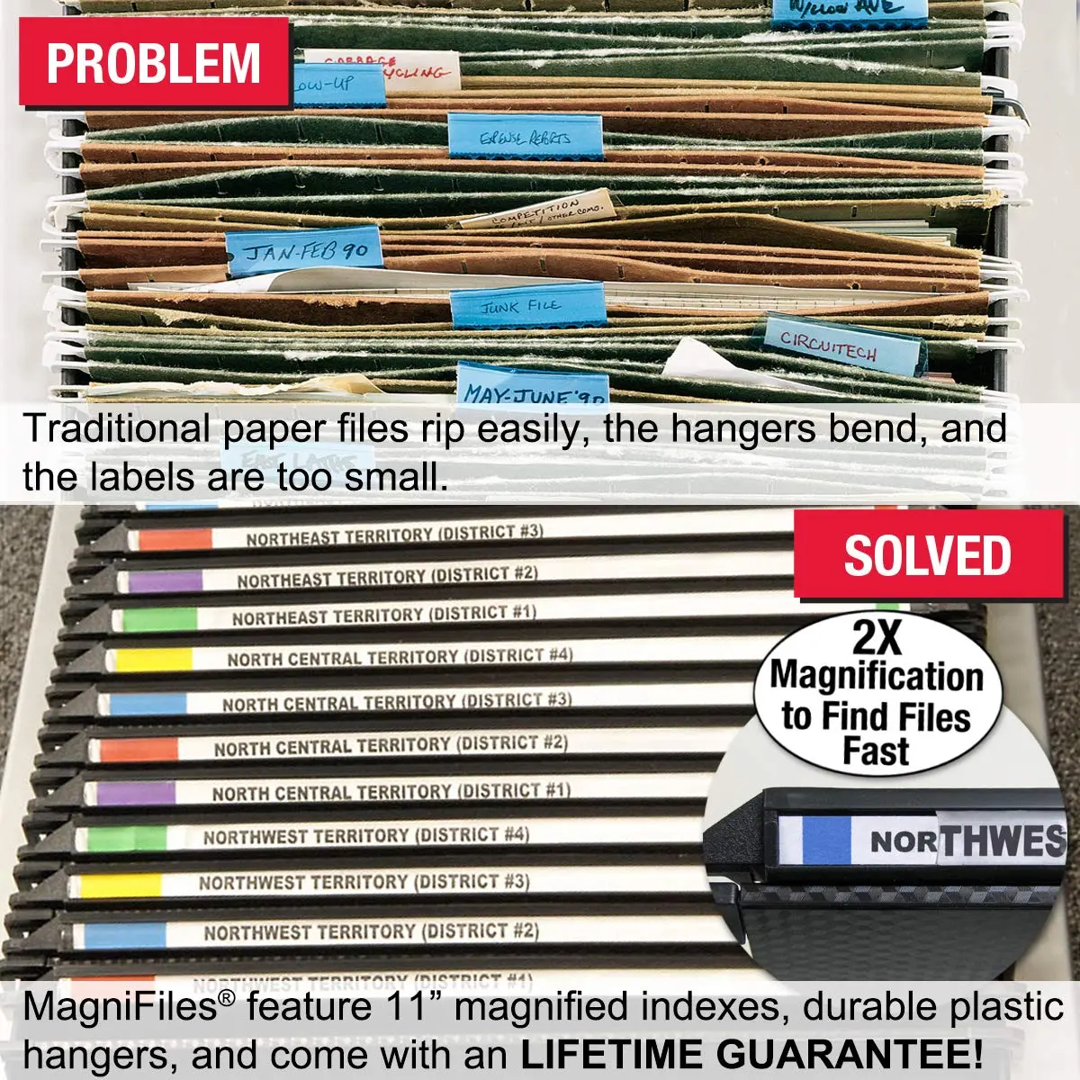 Ultimate Office MagniFile V-Bottom Hanging File Folders, Set of 5 Black | Durable Polypropylene for Active Filing - view 2
