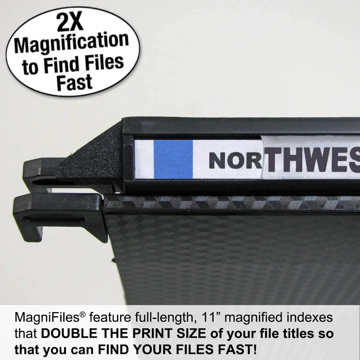 Ultimate Office MagniFile V-Bottom Hanging File Folders, Set of 5 Black | Durable Polypropylene for Active Filing - view 3
