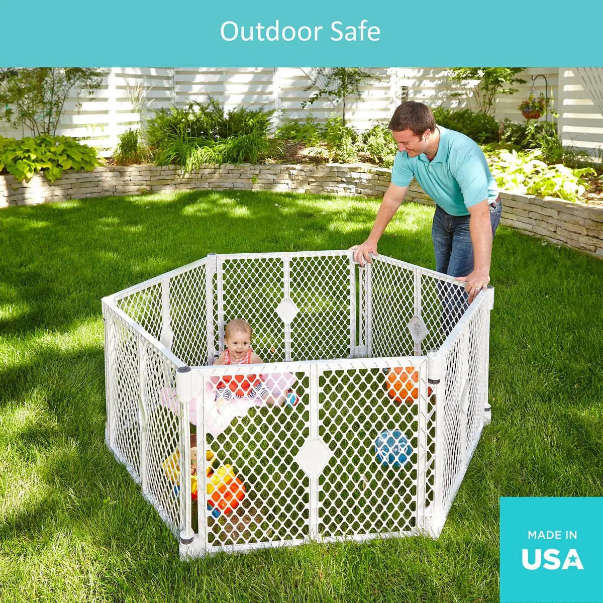 Toddleroo Superyard 6-Panel Baby Playard 18.5 SqFt Pink | Portable Indoor/Outdoor Safety Fence - view 5