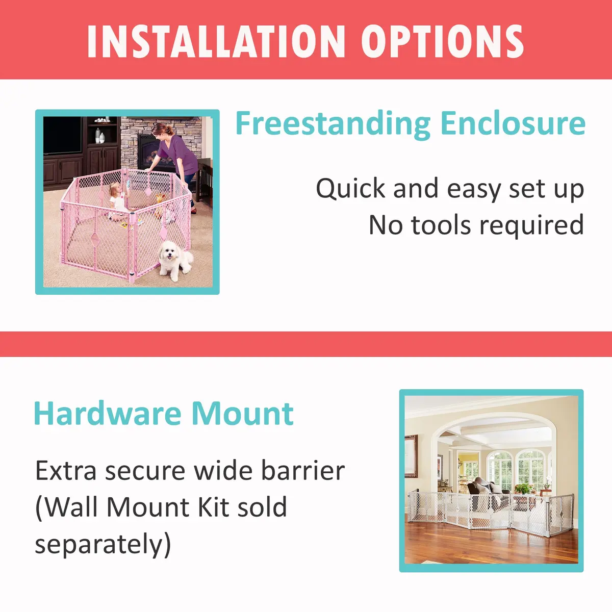 Toddleroo Superyard 6-Panel Baby Playard 18.5 SqFt Pink | Portable Indoor/Outdoor Safety Fence - view 4