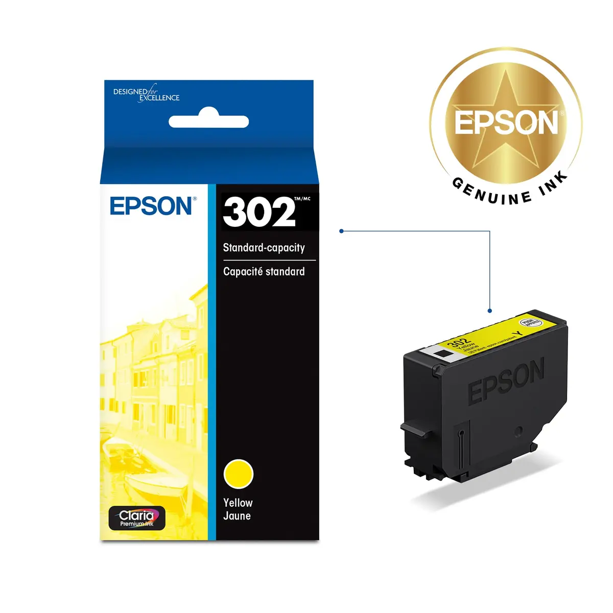 Epson 302 Claria Premium Ink Standard Capacity Yellow Cartridge | Works with Expression XP-6000, 6100 - view 2