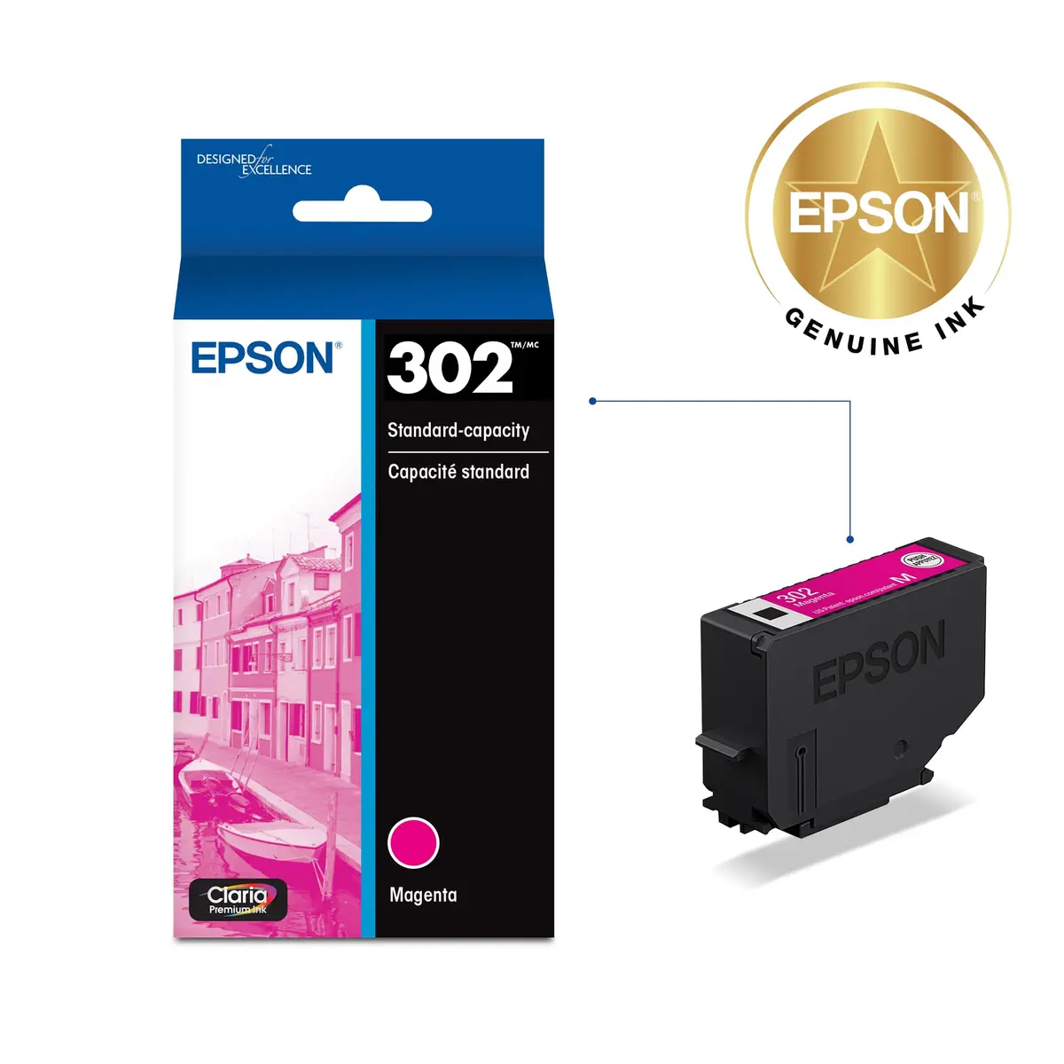 Epson 302 Claria Premium Ink Magenta Cartridge | Sharp Photos & Text (70-120c) - view 2