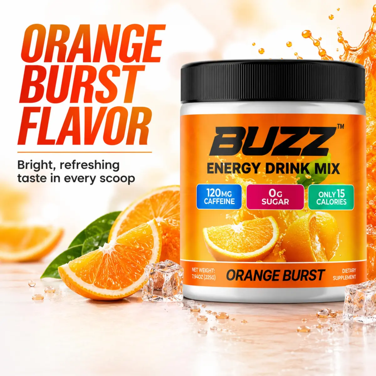 Morning Buzz Sugar Free Nutritional Supplement 8oz | Orange Burst Flavor for Energy & Focus - view 6