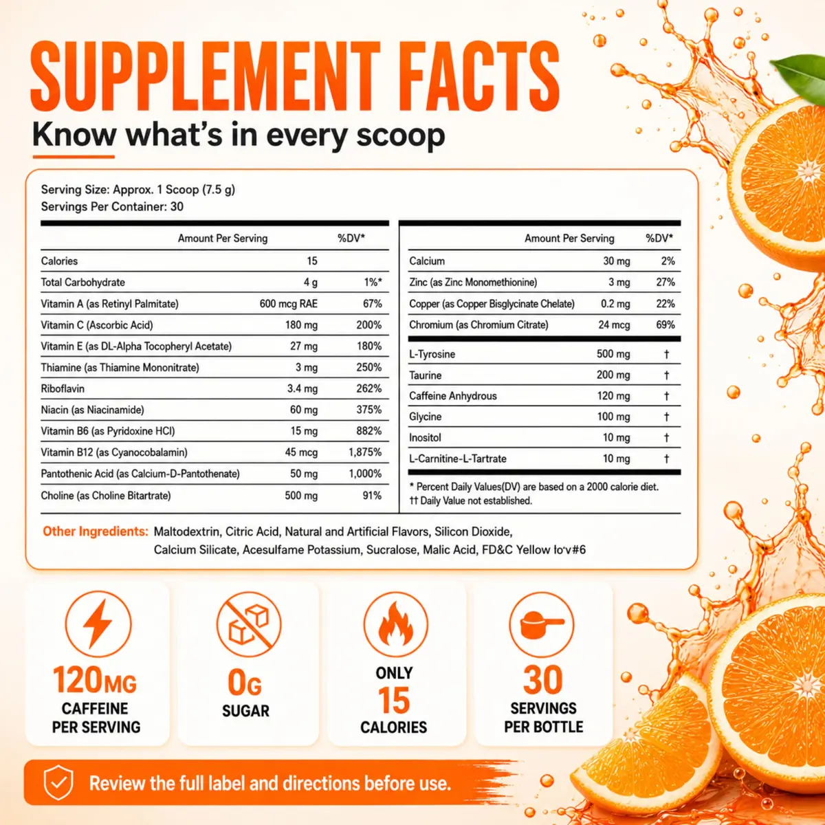 Morning Buzz Sugar Free Nutritional Supplement 8oz | Orange Burst Flavor for Energy & Focus - view 2