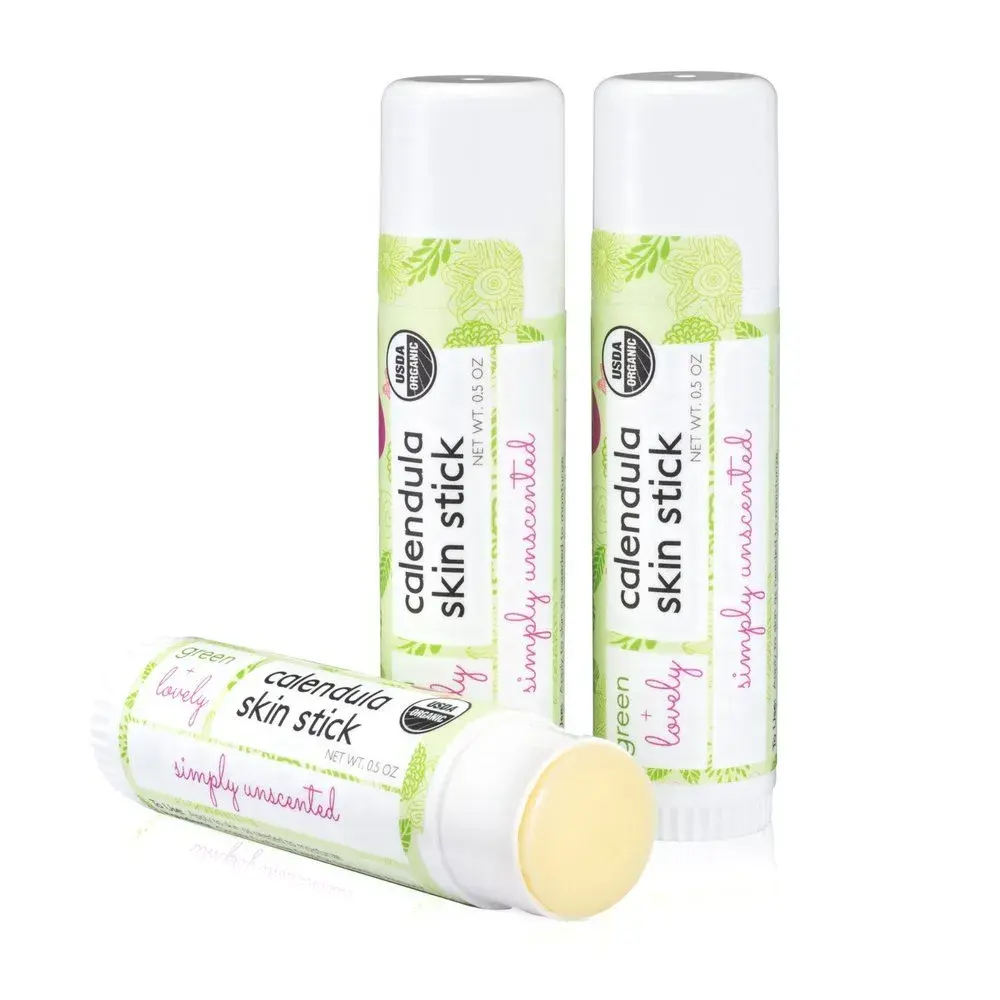 Green + Lovely Calendula Skin Stick Organic Lotion Balm 1 oz (2 Tube Set) | Certified Organic Moisturizing Balm for Sensitive Skin - view 2