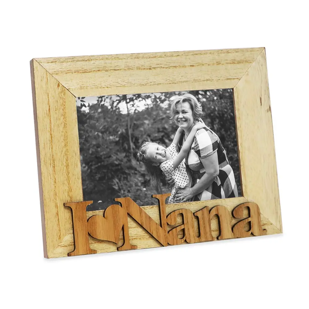 Isaac Jacobs 4x6 Natural Wood Sentiments “I Love Nana Picture Frame | Elegant Wall & Tabletop Decor - main product image