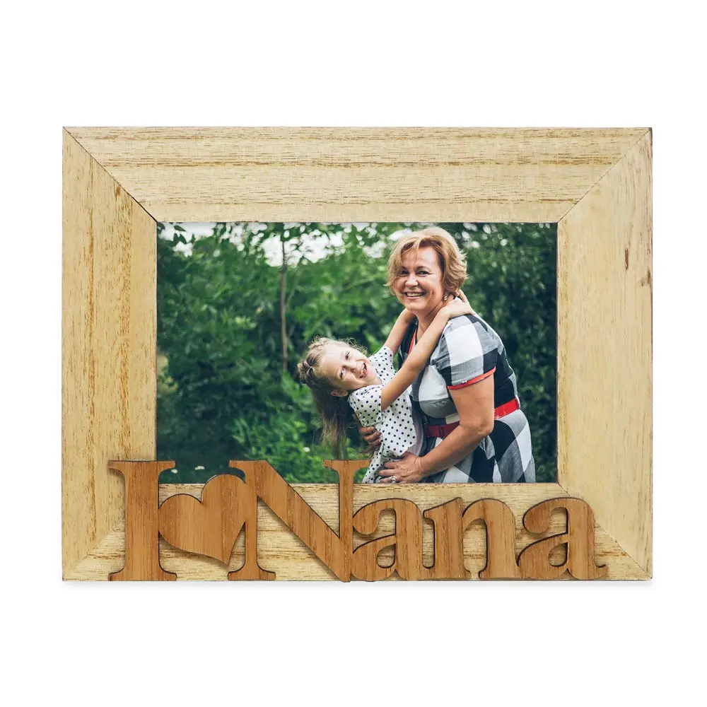 Isaac Jacobs 4x6 Natural Wood Sentiments “I Love Nana Picture Frame | Elegant Wall & Tabletop Decor - view 2