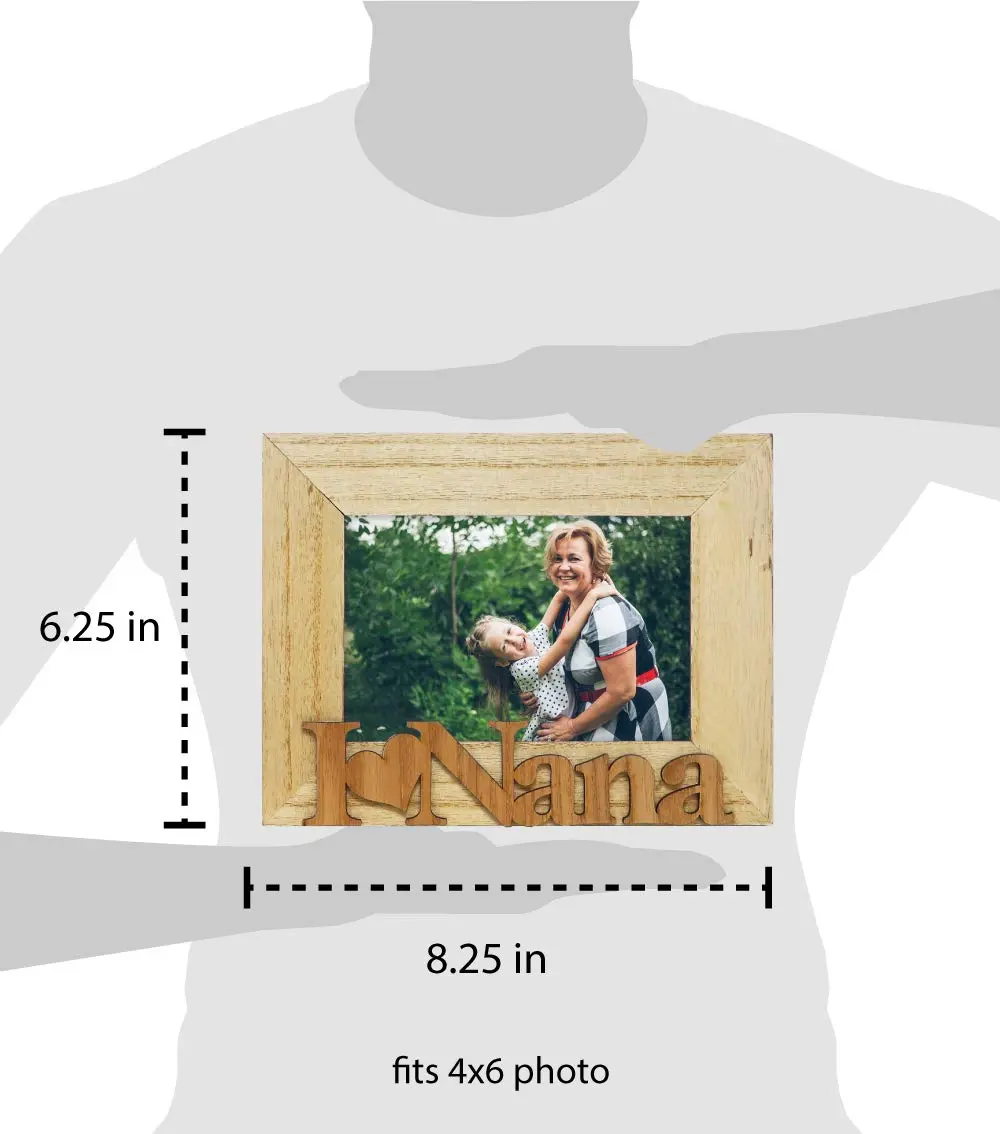 Isaac Jacobs 4x6 Natural Wood Sentiments “I Love Nana Picture Frame | Elegant Wall & Tabletop Decor - view 4