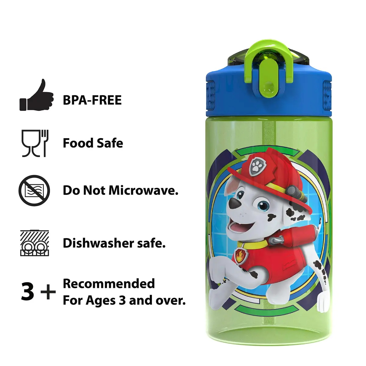 Zak Designs Paw Patrol 16oz (473ml) Leak-Proof Straw Kids Water Bottle | BPA-Free Plastic for Ages 3+ - view 5