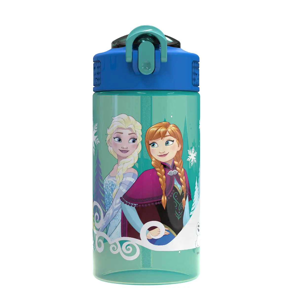 Zak Designs Disney Frozen 16oz (473ml) Leak-Proof Straw Kids Water Bottle | BPA-Free Plastic - main product image