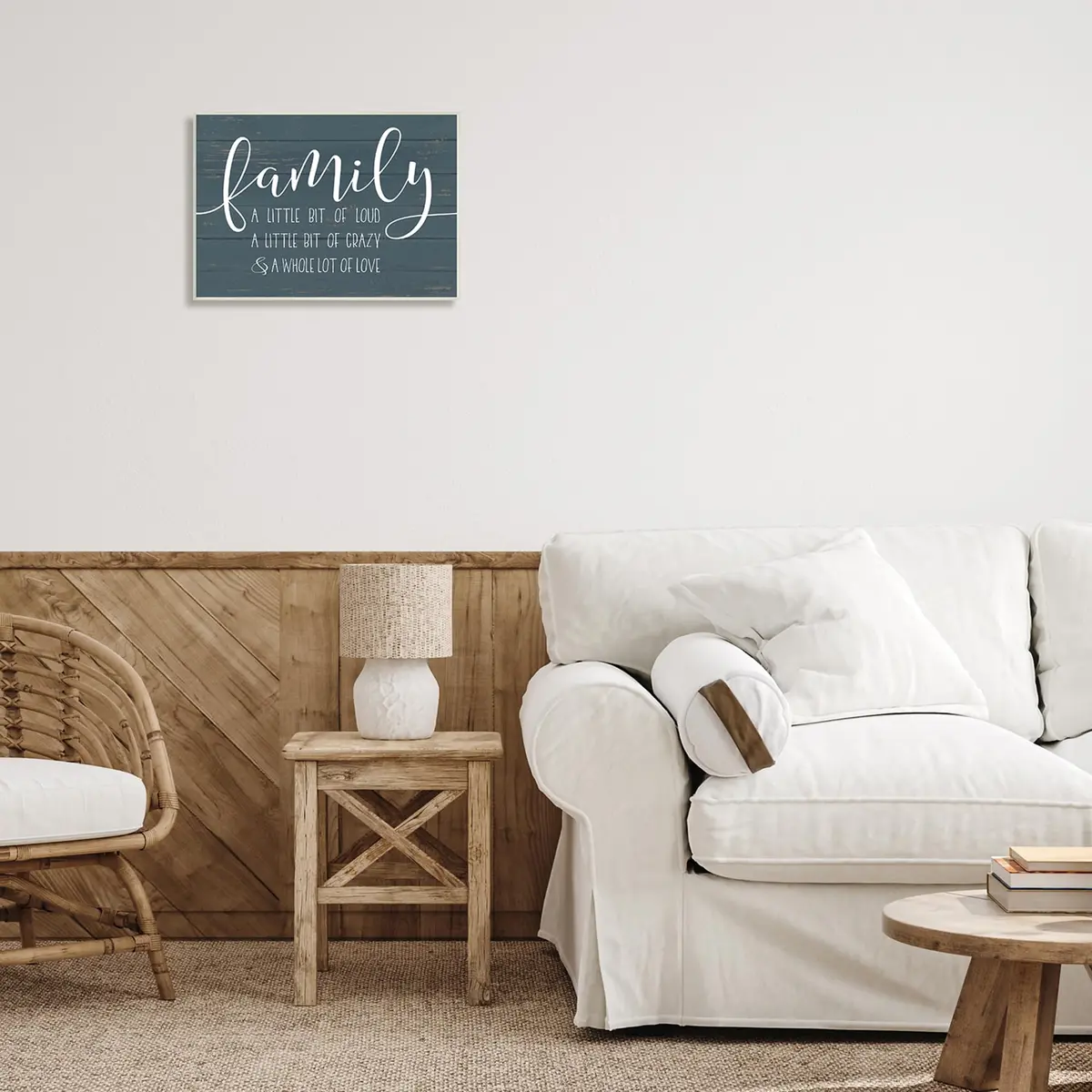 Stupell Industries 'Family Loud Crazy Love' Wall Plaque Art 48cm x 33cm (19" x 13") | Rustic Wood MDF - view 2