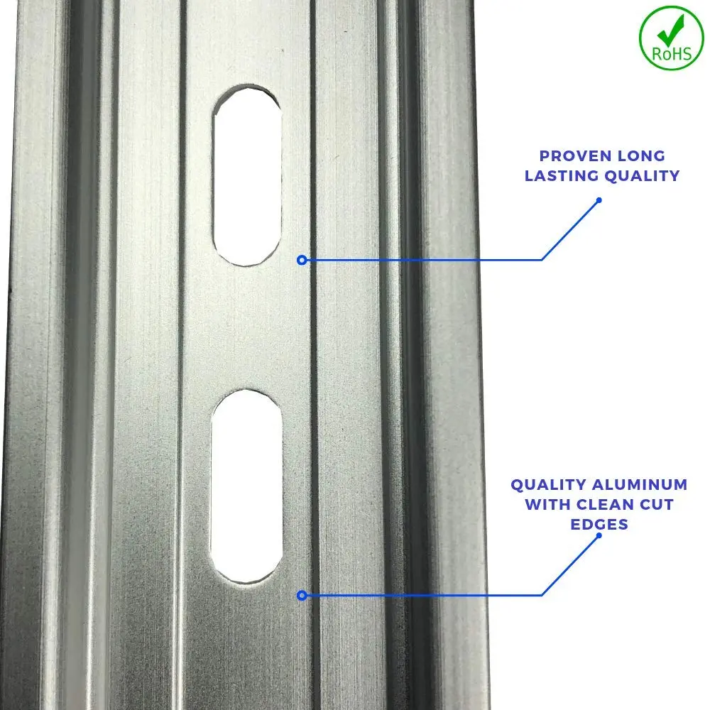 International Connector 2 Pieces DIN Rail Aluminum 12" (305mm) Slotted RoHS Compliant - view 3