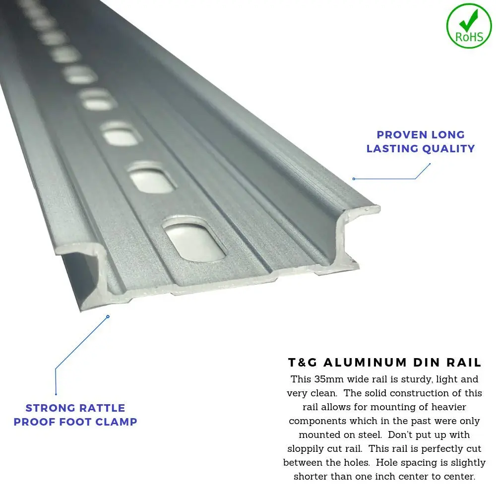 International Connector 2 Pieces DIN Rail Aluminum 12" (305mm) Slotted RoHS Compliant - view 4