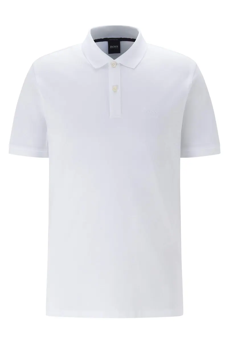 Boss Pallas Short Sleeve Polo Shirt | Classic White Cotton, Regular Fit, Short Sleeve - main product image