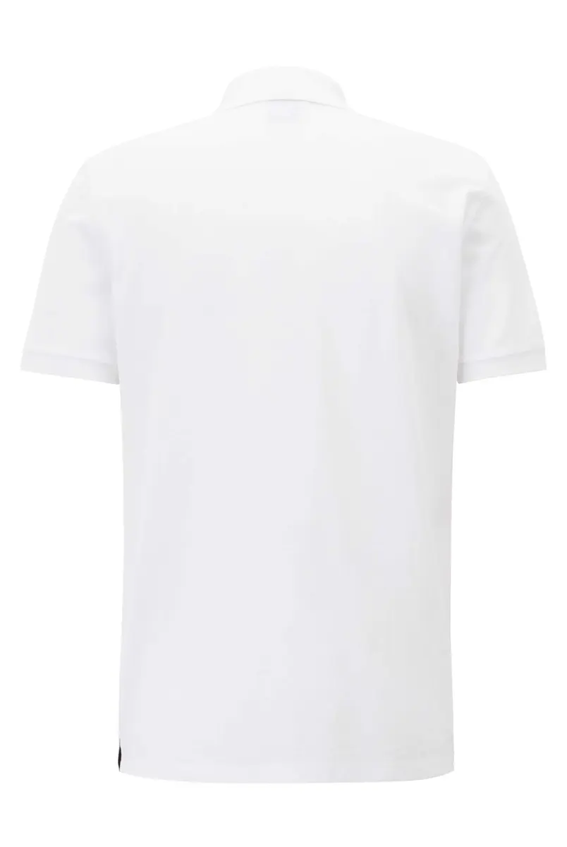 Boss Pallas Short Sleeve Polo Shirt | Classic White Cotton, Regular Fit, Short Sleeve - view 5