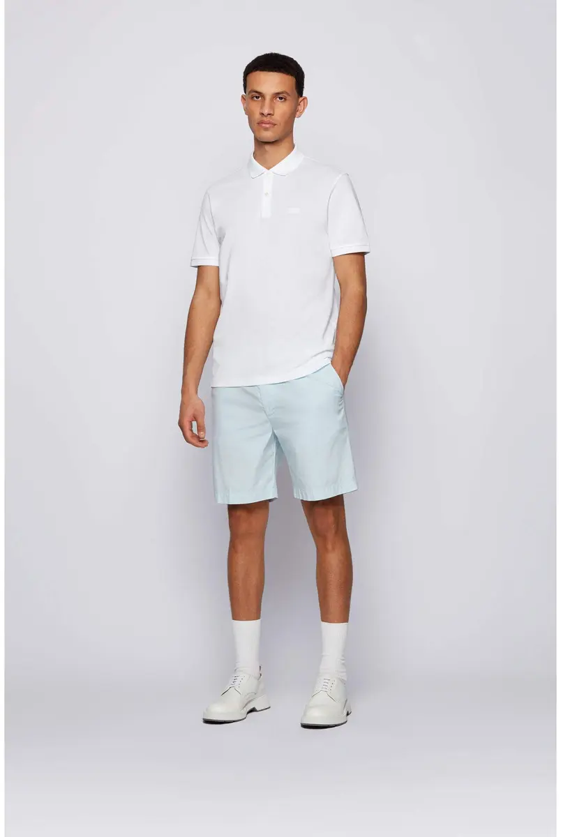 Boss Pallas Short Sleeve Polo Shirt | Classic White Cotton, Regular Fit, Short Sleeve - view 2