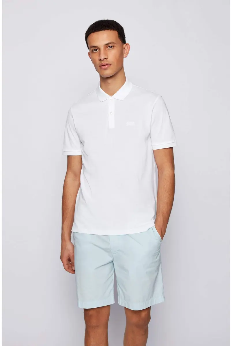 Boss Pallas Short Sleeve Polo Shirt | Classic White Cotton, Regular Fit, Short Sleeve - view 3