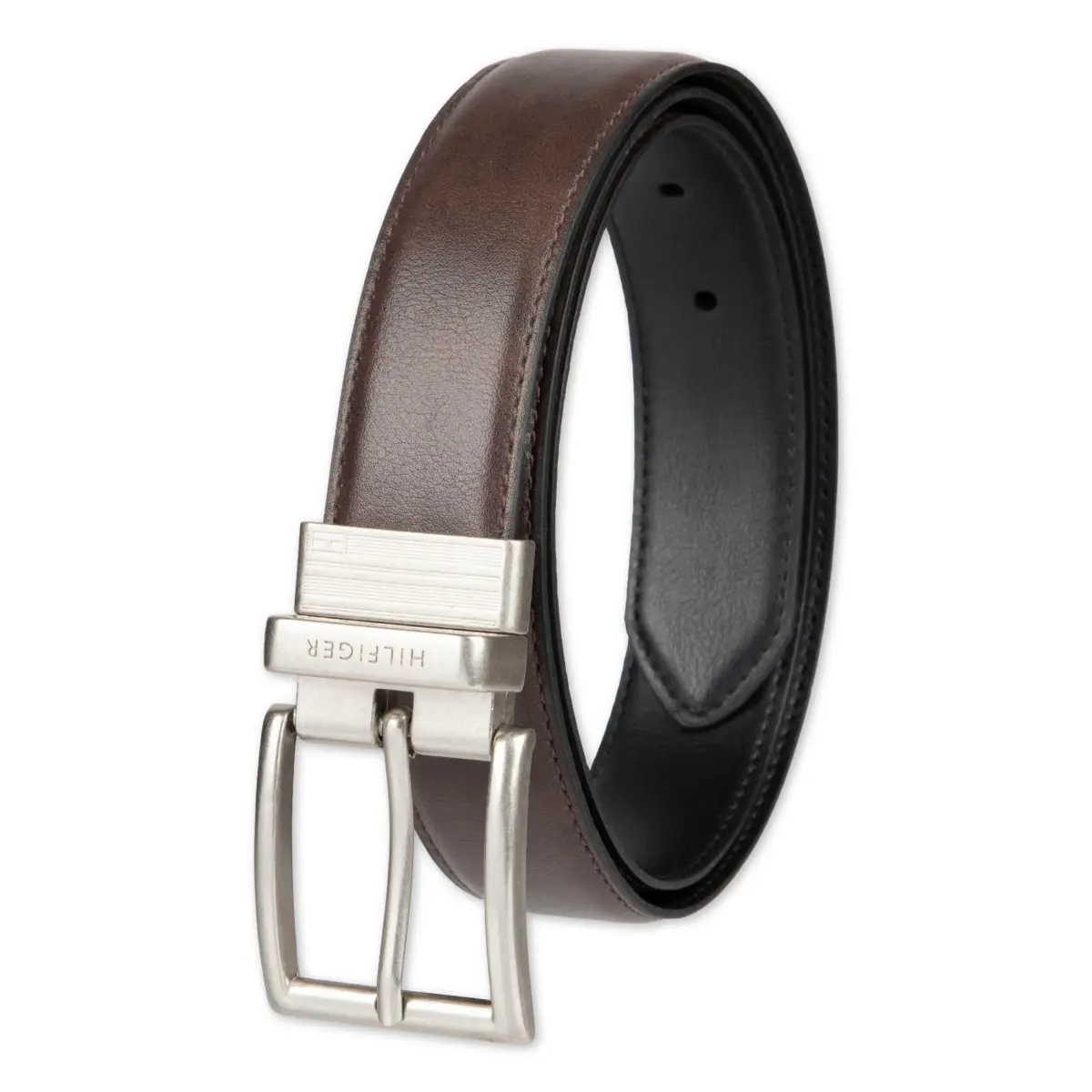 Tommy Hilfiger Men's Reversible Belt - Dark Brown/Black Leather & PU Blend, Size 40 - main product image
