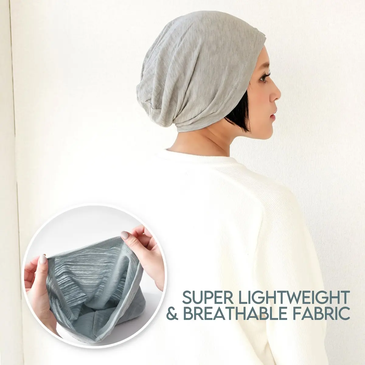 CHARM Cotton Summer Beanie for Men & Women Light Gray | Breathable, Soft, Unisex Headwear - view 6