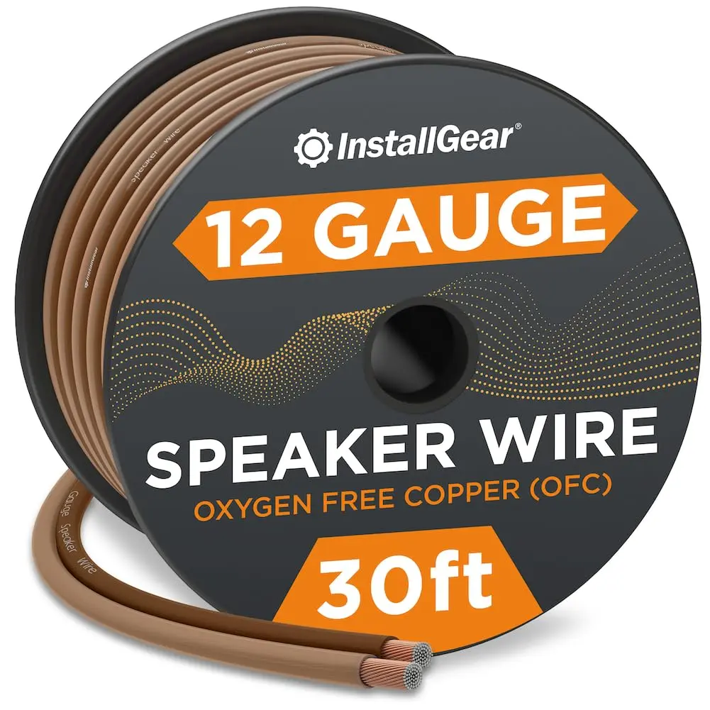 InstallGear 12 Gauge Speaker Wire 30ft | Copper, Brown, OFC, Round, 12 AWG, 30 Feet - main product image