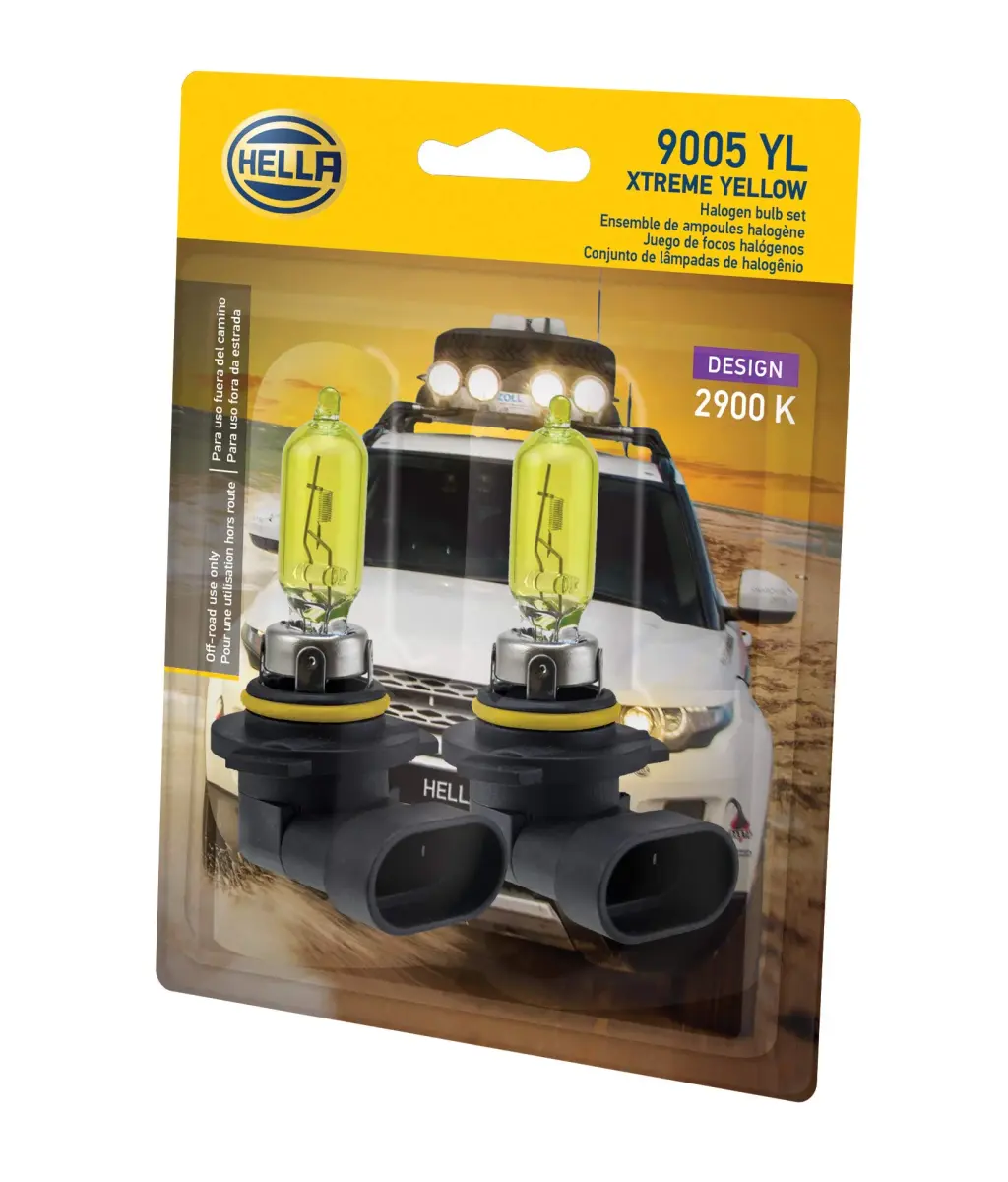 Hella Optilux XY Series Xenon Yellow HB3 9005 Halogen Bulbs, 12V 65W, 2 Pack - view 2