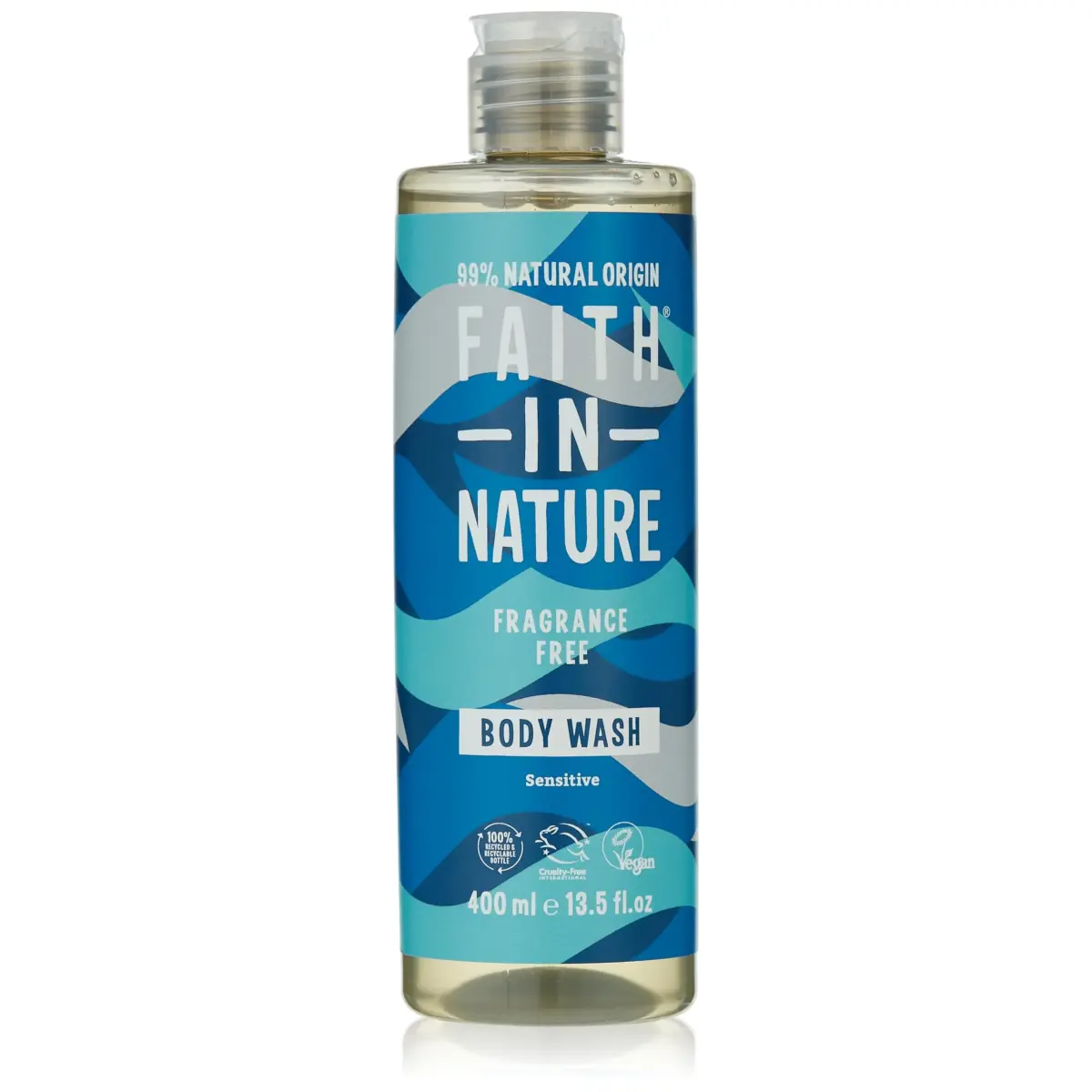 Faith in Nature Fragrance Free Shower Gel & Foam Bath 400ml (13.52 Fl Oz) | Hypoallergenic Gentle Cleanse - main product image