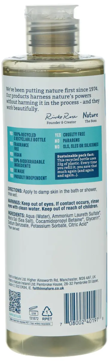 Faith in Nature Fragrance Free Shower Gel & Foam Bath 400ml (13.52 Fl Oz) | Hypoallergenic Gentle Cleanse - view 2