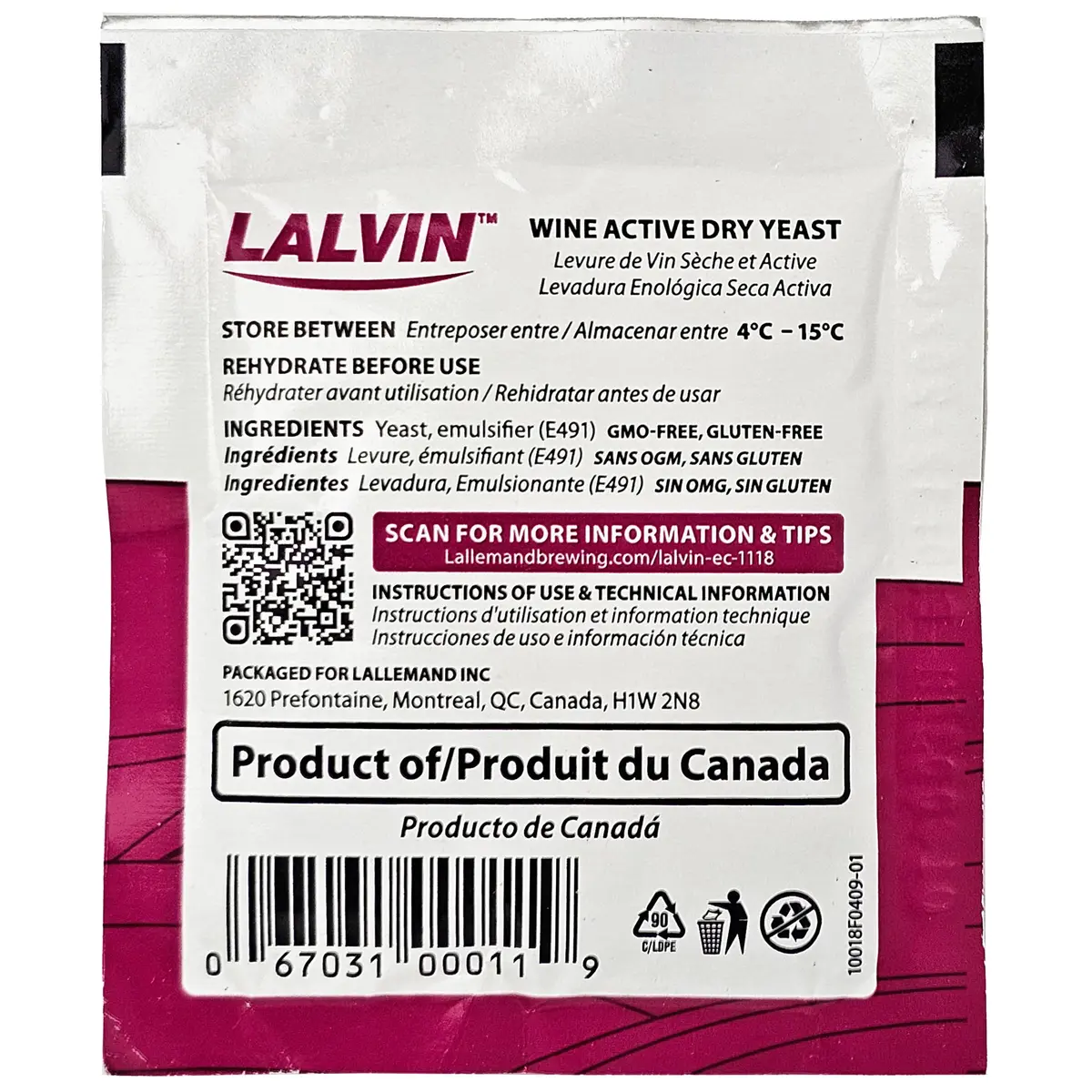 Lalvin EC-1118 Champagne Yeast 5g Sachet | Suitable for Sparkling & Late Harvest Wines - view 2