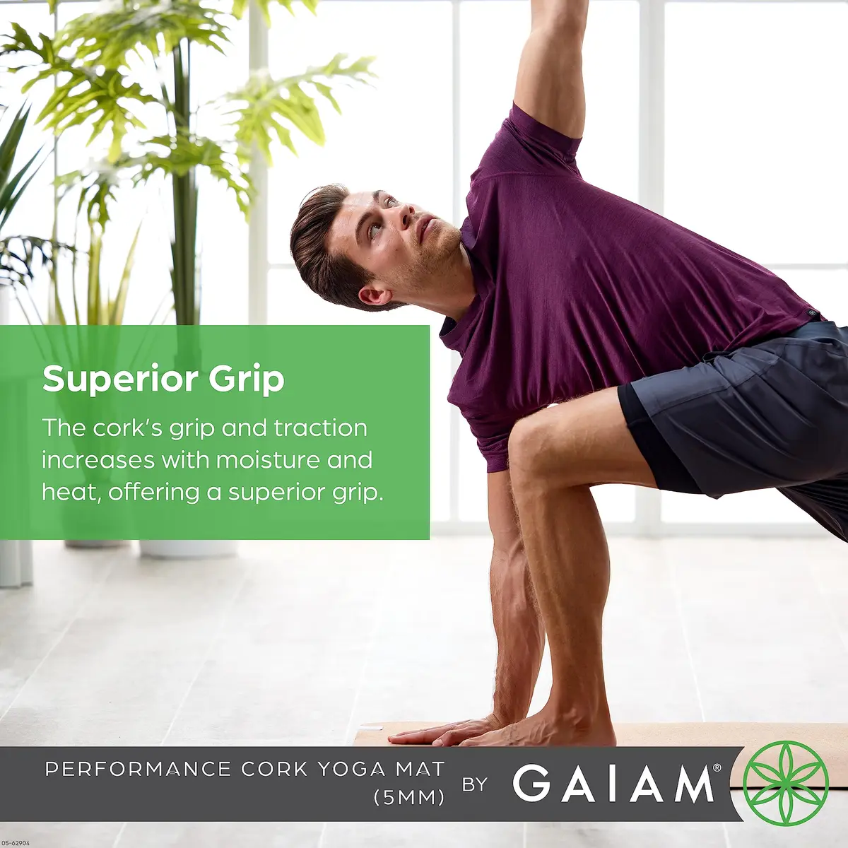 Gaiam Cork Yoga Mat, Natural Non-Slip Exercise & Fitness Mat for Hot Yoga | Eco-Friendly & Durable - view 5