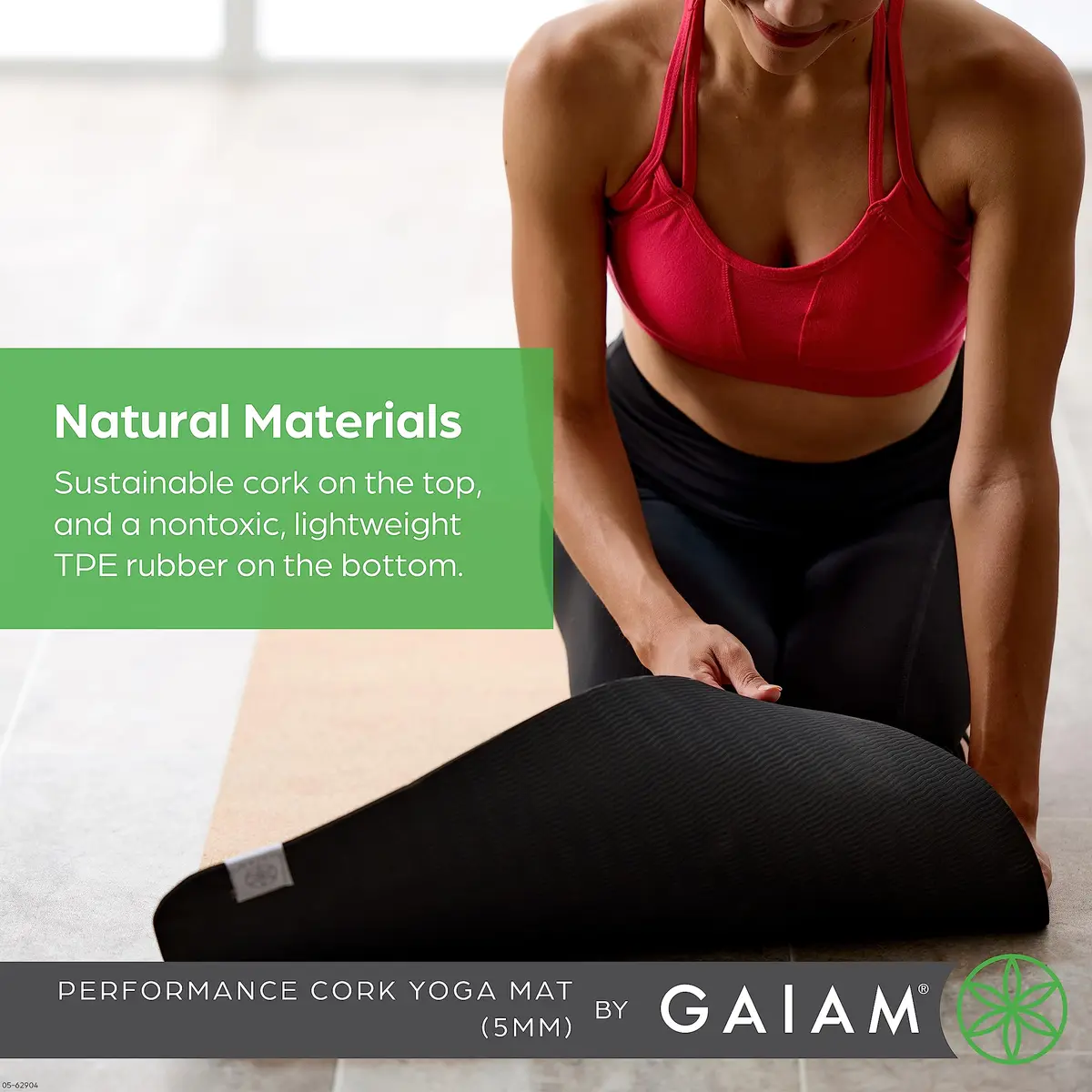 Gaiam Cork Yoga Mat, Natural Non-Slip Exercise & Fitness Mat for Hot Yoga | Eco-Friendly & Durable - view 2