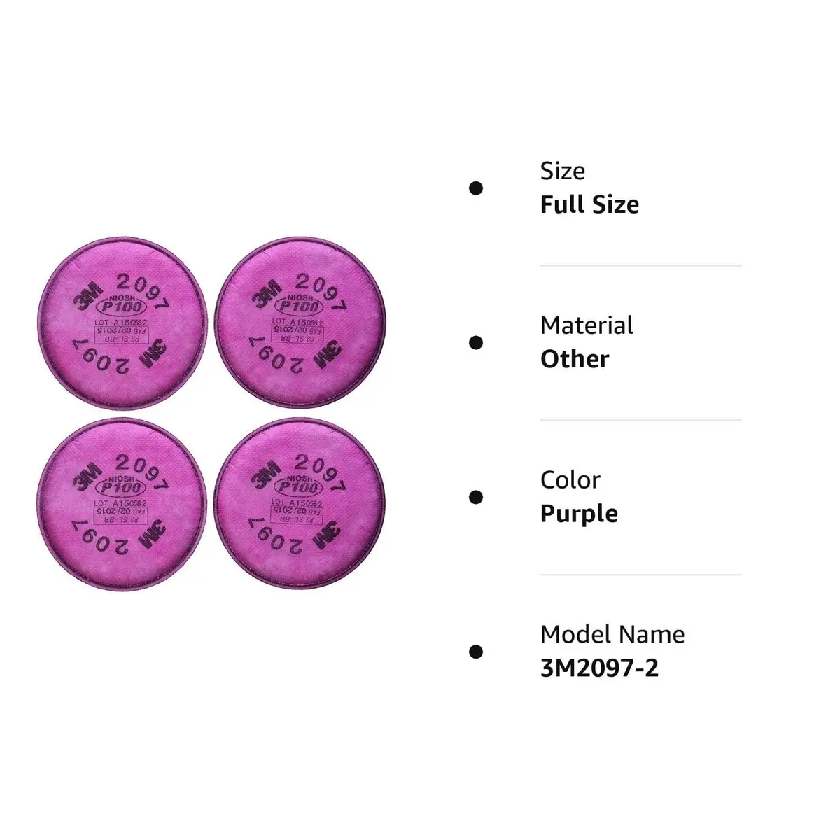 3M 2097 P100 Particulate Filter with Organic Vapor Relief | 2 Pairs (4 Filters) for Safety & Protection - view 2