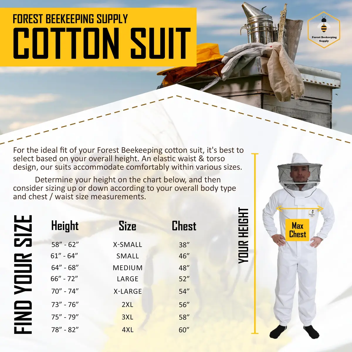 FOREST BEEKEEPING SUPPLY Professional Bee Suit for Men and Women | 100% Cotton, Ventilated, Full-Body Protection, Small - view 5