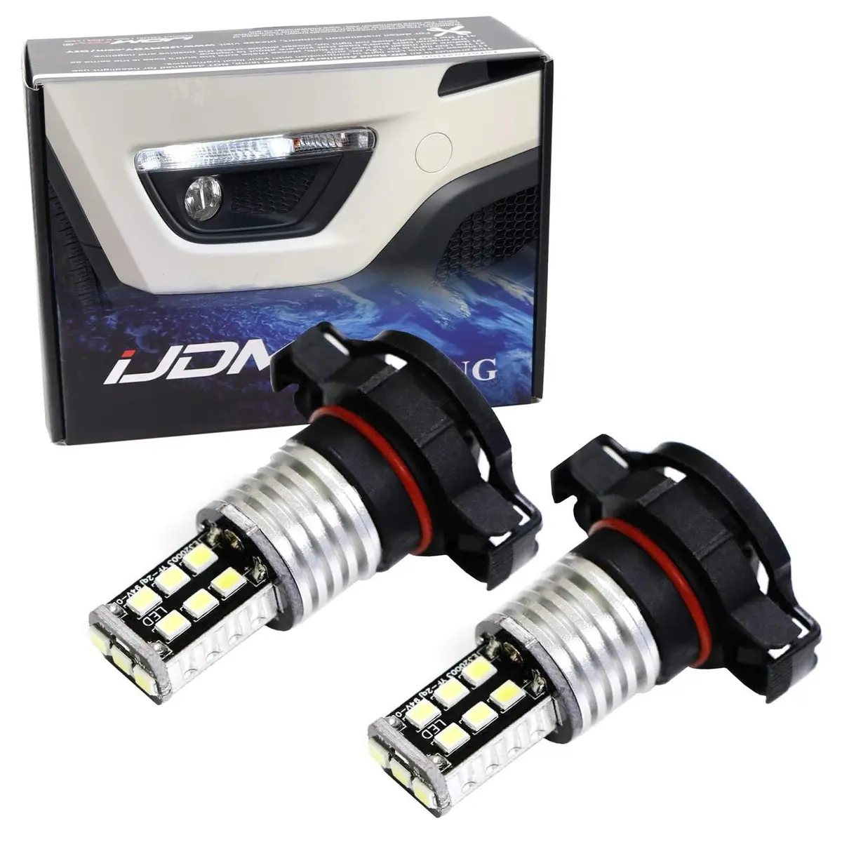 iJDMTOY White 15-SMD LED DRL Bulbs for Jeep Compass 2017-2020 (2-Pack, 6000K) - main product image