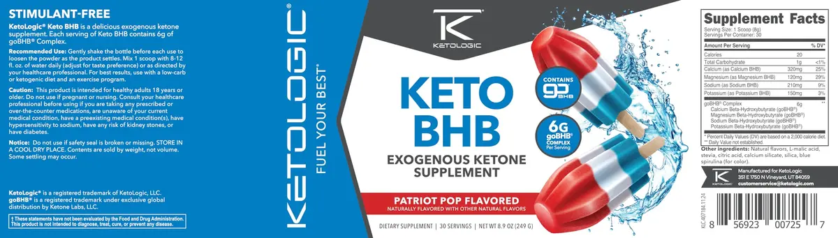 Ketologic Keto BHB (Patriot Pop) 8.9oz | Supports Ketosis & Weight Loss - view 5