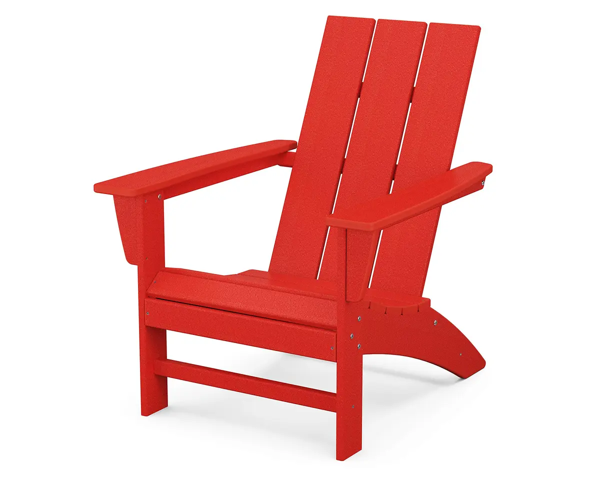 Polywood Modern Adirondack Chair – All-Weather Outdoor Lawn Adirondack Chairs – HDPE, Fade-Resistant & Durable Outdoor Furniture – Sunset Red | Patio, Deck & Fire Pit - main product image