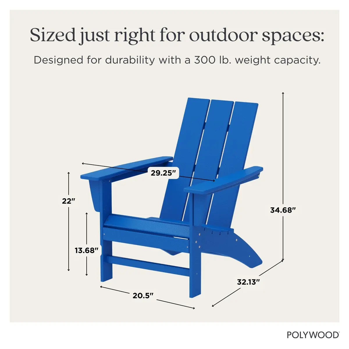 Polywood Modern Adirondack Chair – All-Weather Outdoor HDPE, Fade-Resistant, 32in Deep | Durable Patio Seating - view 4