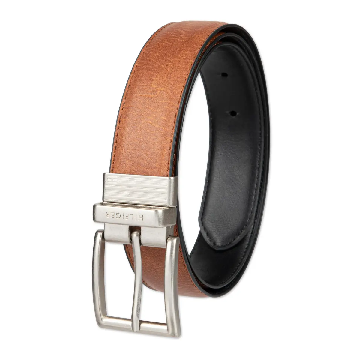Tommy Hilfiger Men's Reversible Belt, Cognac/Black, Size 34 | 1.25-inch Width - main product image