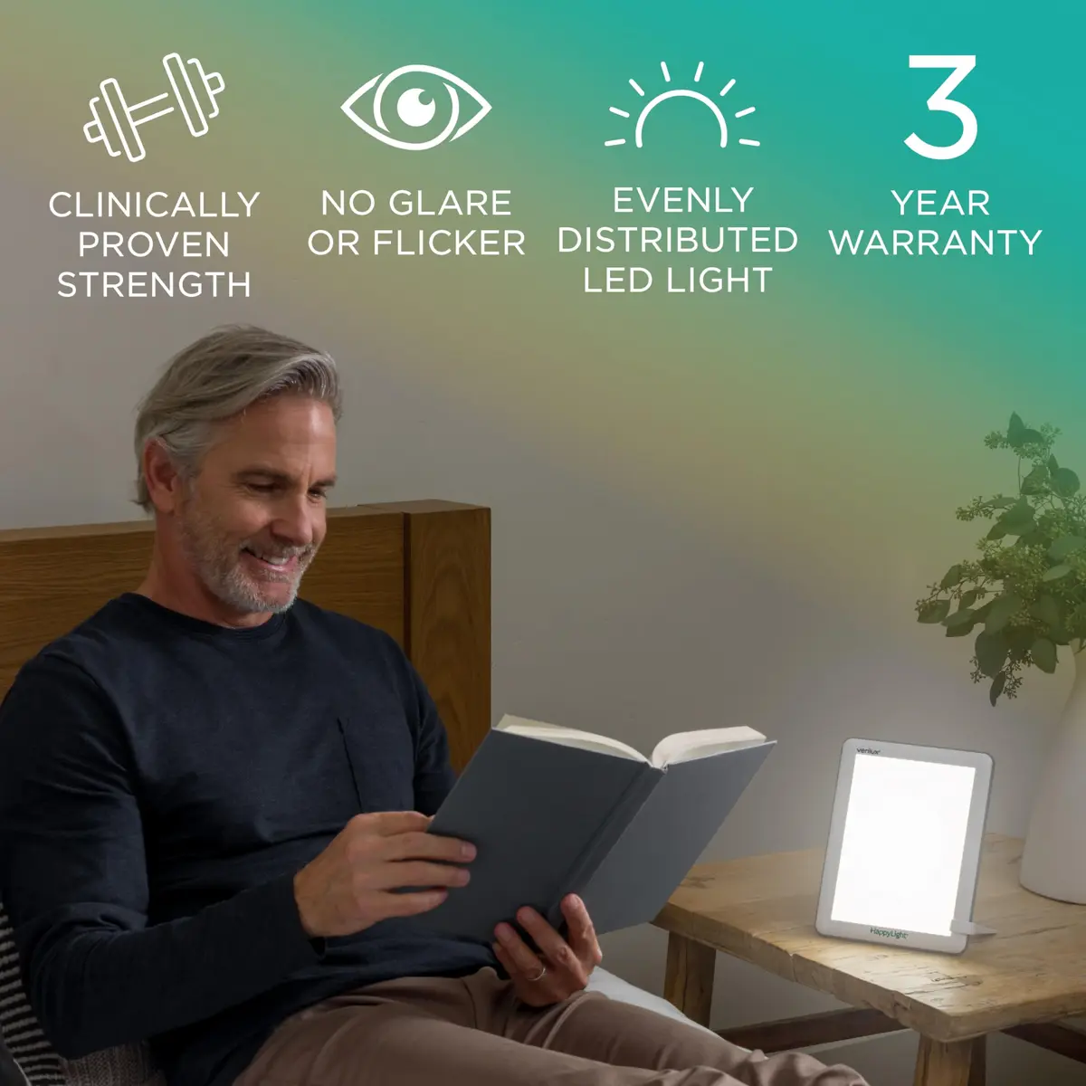 Verilux HappyLight Lucent Light Therapy Lamp, 10,000 Lux, UV-Free LED | Portable, Full Spectrum Mood & Sleep Support - view 5