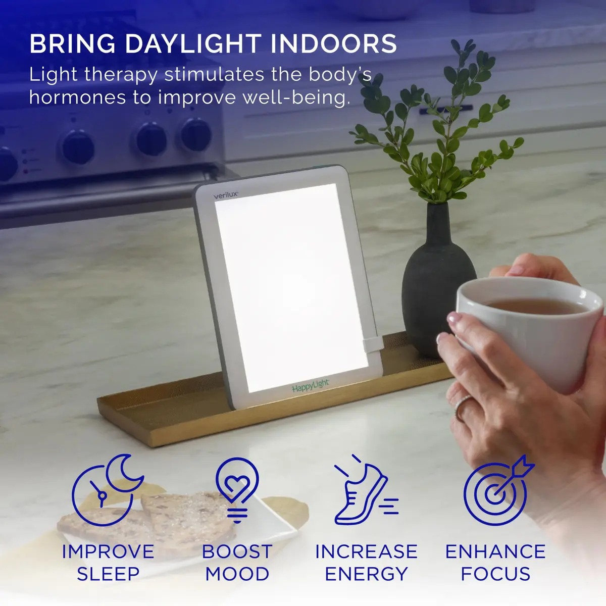 Verilux HappyLight Lucent Light Therapy Lamp, 10,000 Lux, UV-Free LED | Portable, Full Spectrum Mood & Sleep Support - view 2