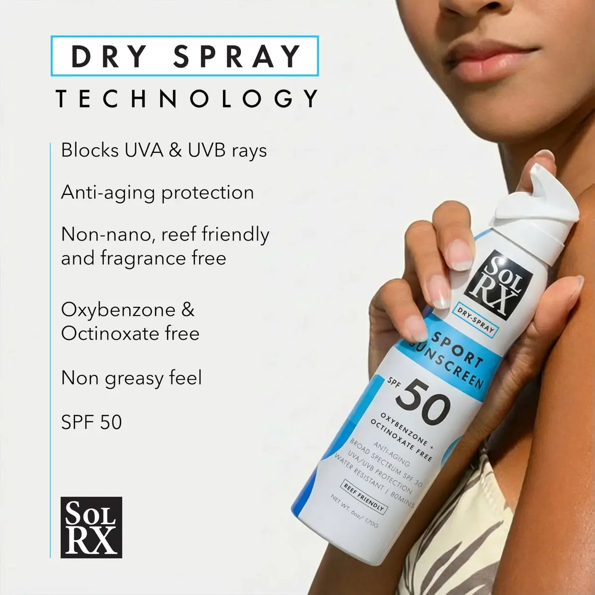 SolRX SPF 50 Sunscreen Spray 6 oz | Reef Friendly, Water & Sweat Resistant - view 3