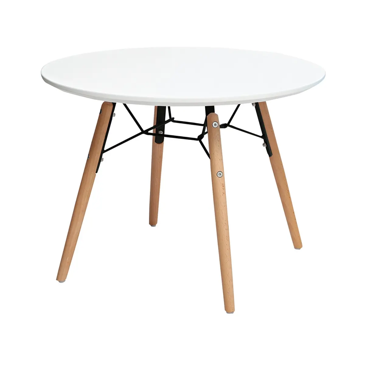 2xhome Kids Size White Round Circle Activity Table with Eiffel Dowel Leg | Durable Solid Wood Kids Table for Classroom & Home - main product image