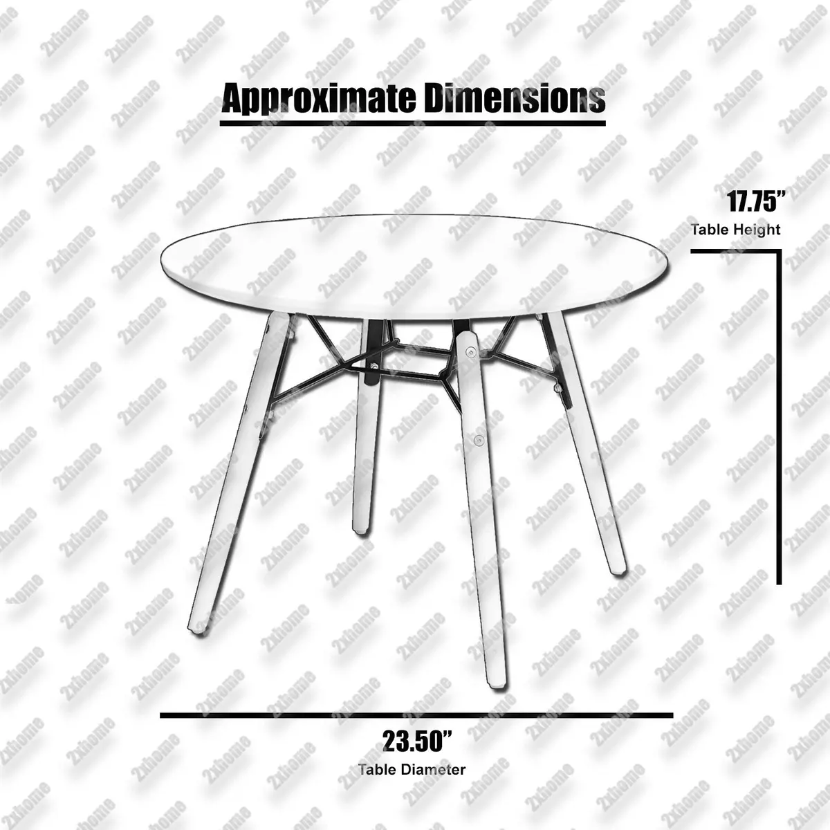 2xhome Kids Size White Round Circle Activity Table with Eiffel Dowel Leg | Durable Solid Wood Kids Table for Classroom & Home - view 2