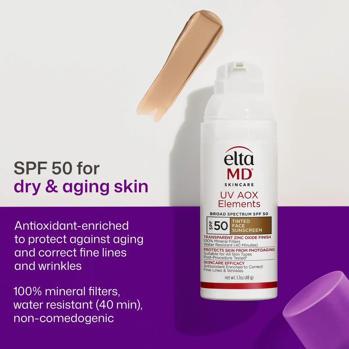 EltaMD UV AOX Elements 100% Mineral Tinted Face Sunscreen SPF 50 | Hydrates & Protects Sensitive Skin - view 2