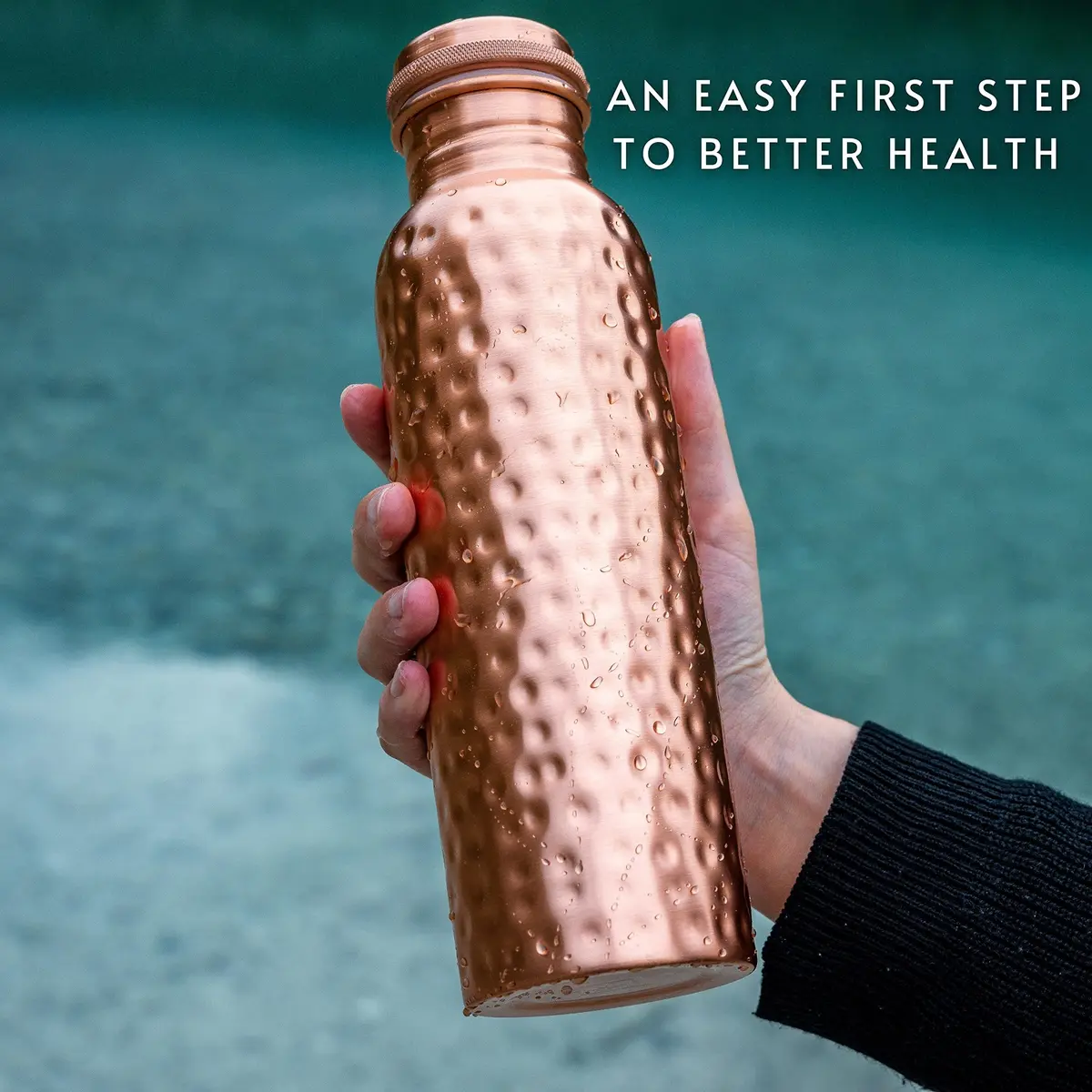 Kosdeg Copper Water Bottle - 34 Oz Extra Large | Pure Copper Ayurvedic Vessel for Drinking - view 3