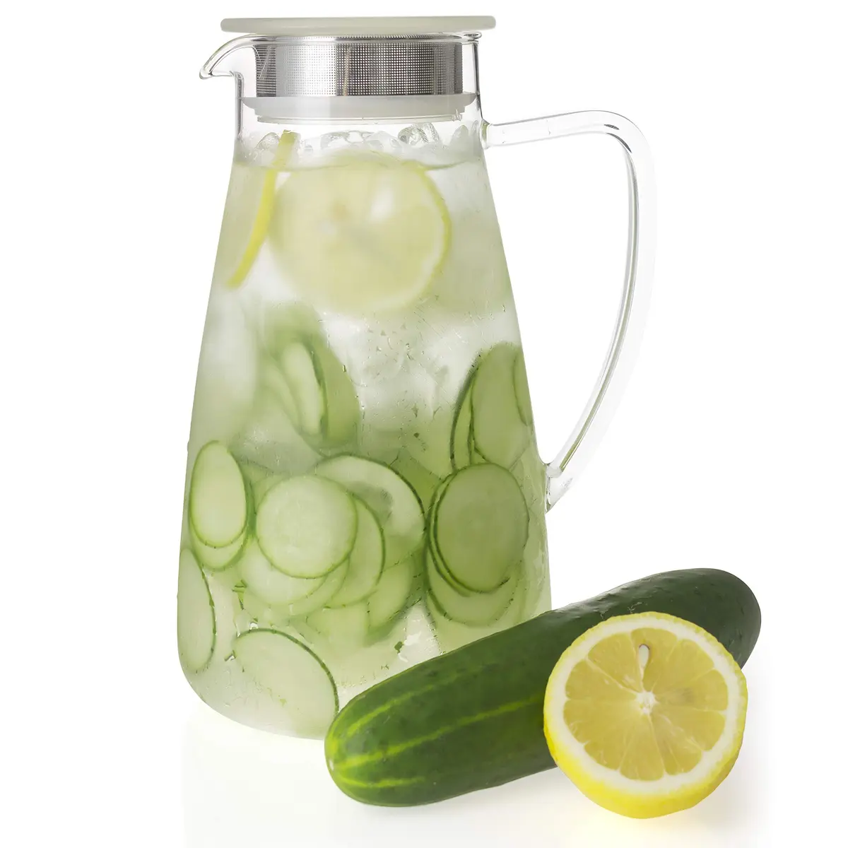 FORLIFE Flask Glass Tea Jug Pitcher 64 oz | Borosilicate & Stainless Steel Filter - view 5