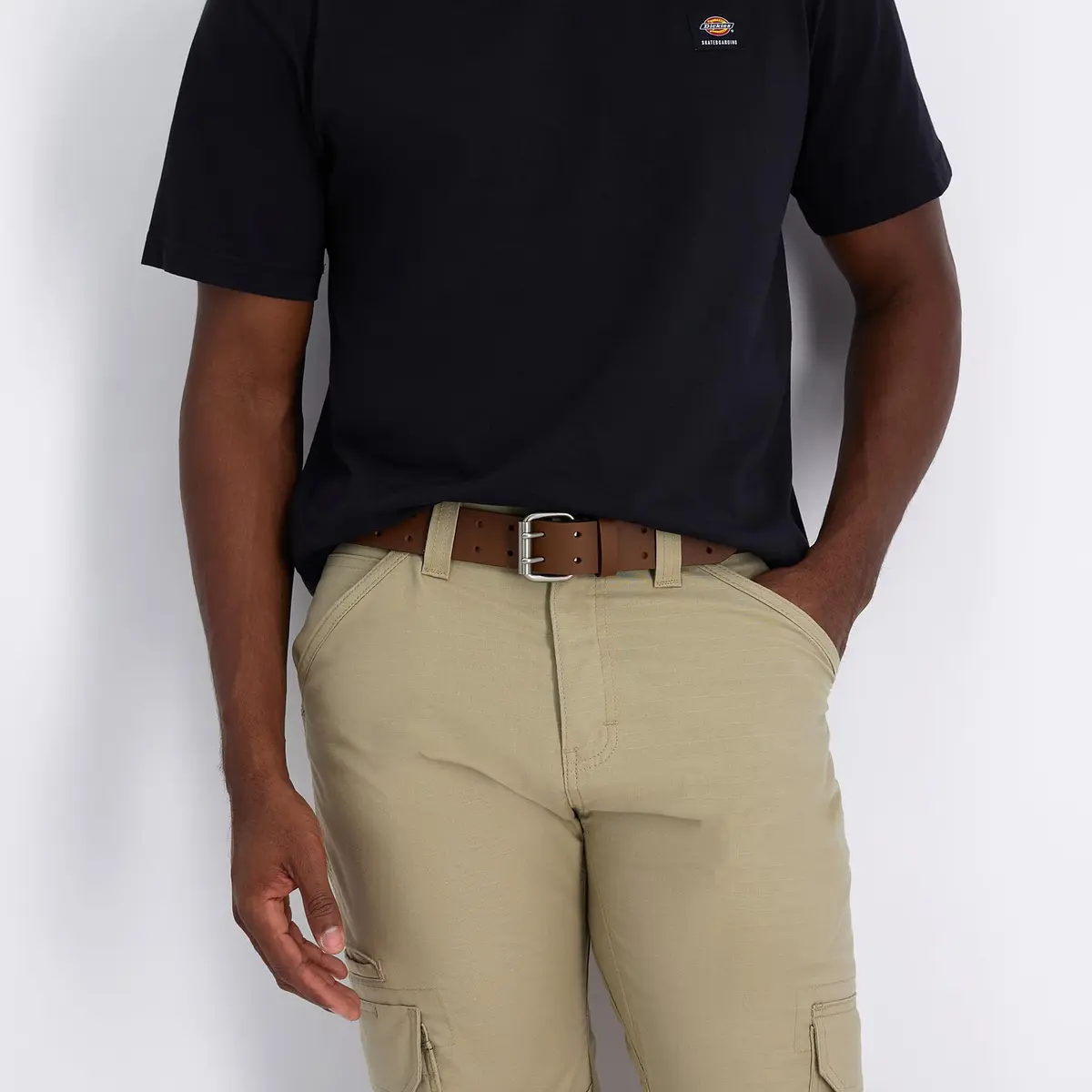 Dickies Men's Leather Double Prong Belt, Tan, 38 | Durable Fully Adjustable Leather Belt - view 6