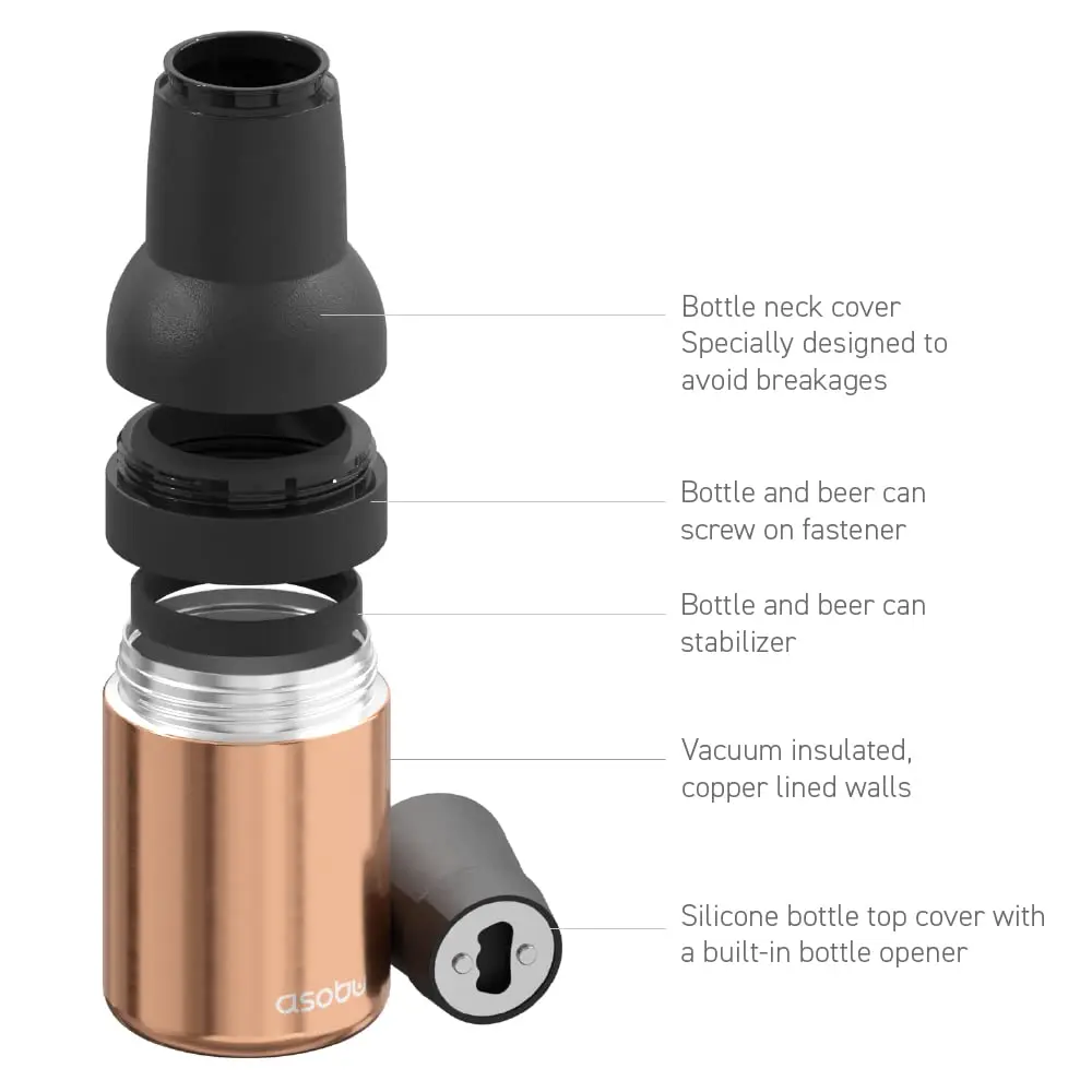 asobu Frosty Beer Holder 2 Go Vacuum Insulated 16oz | Double Walled Stainless Steel, Keeps Beer Cold 12h - view 6